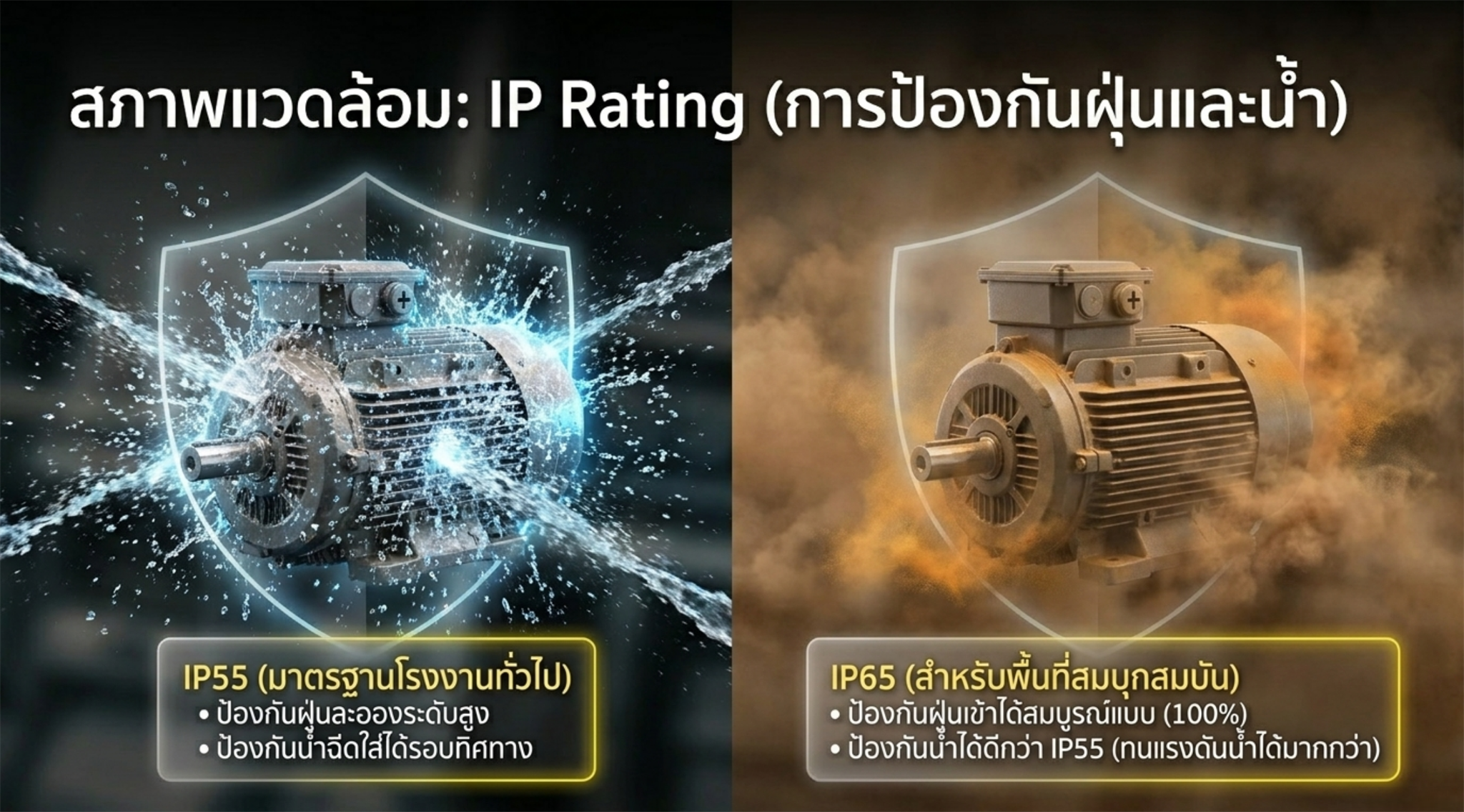 IP Rating การป้องกันฝุ่นและน้ำของมอเตอร์