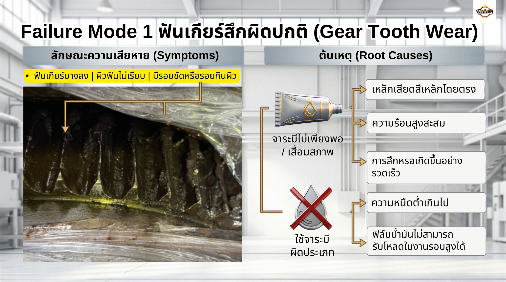 Failure Mode 1 ฟันเกียร์สึกผิดปกติ Gear Tooth Wear