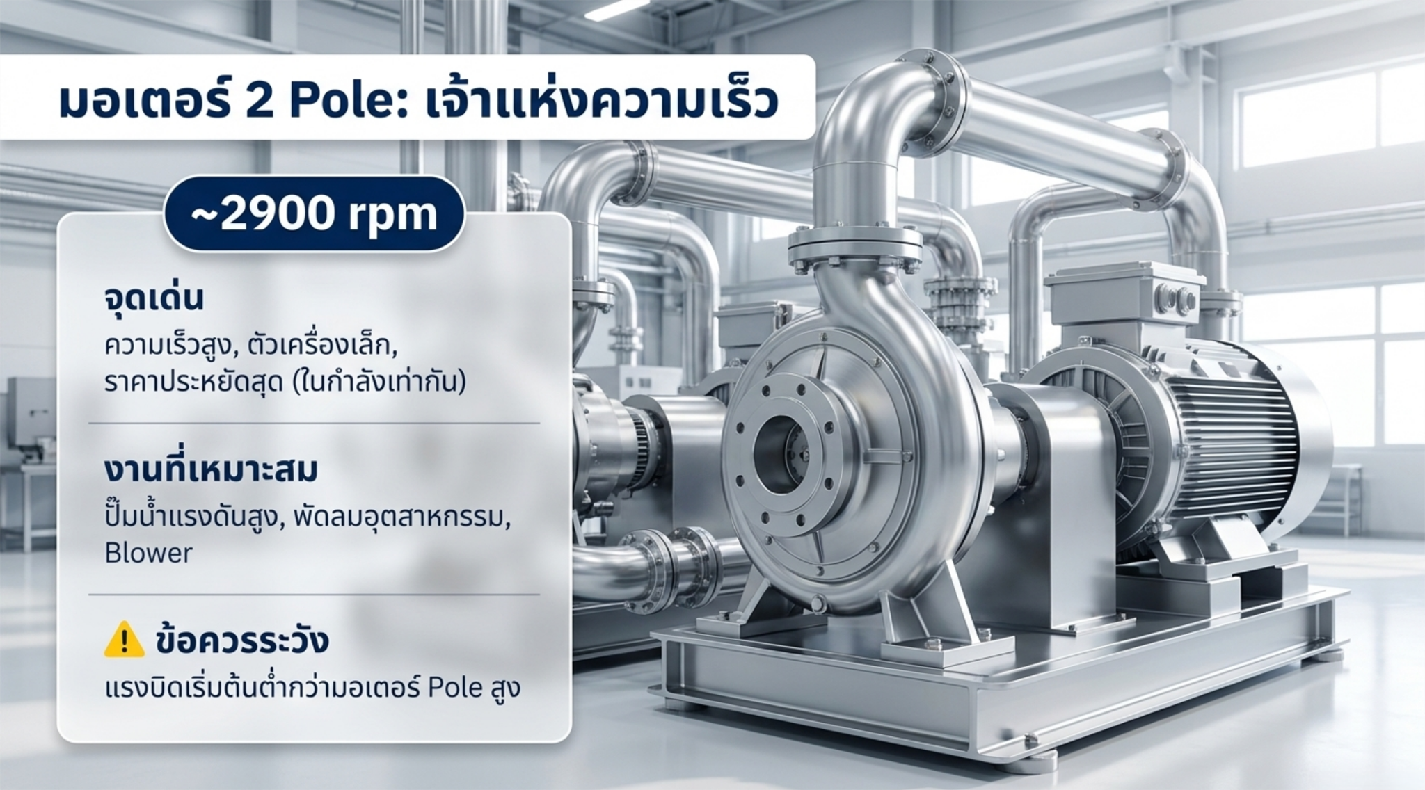 มอเตอร์ 2 Pole เหมาะกับงานความเร็วสูง