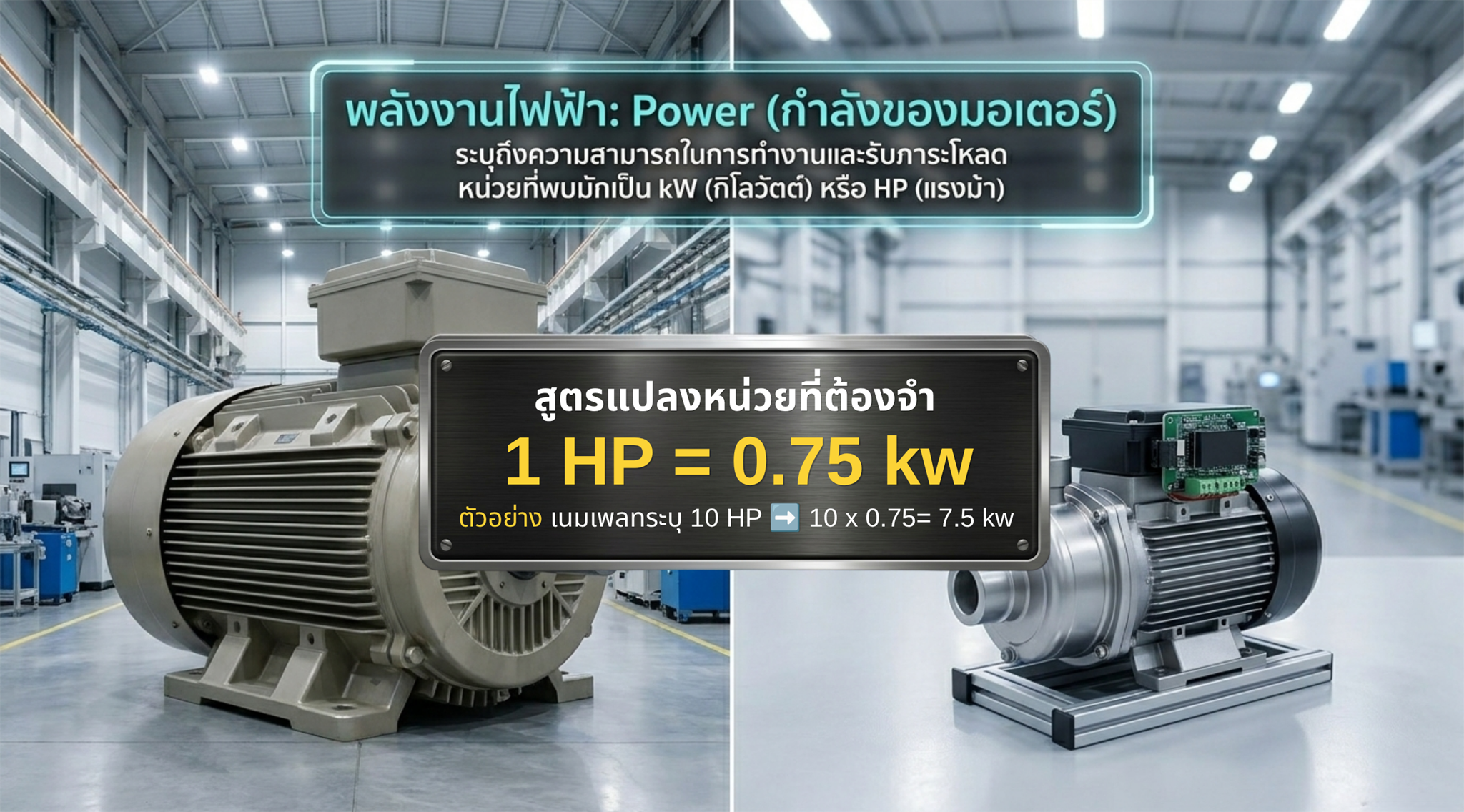 Power กำลังมอเตอร์ HP และ kW