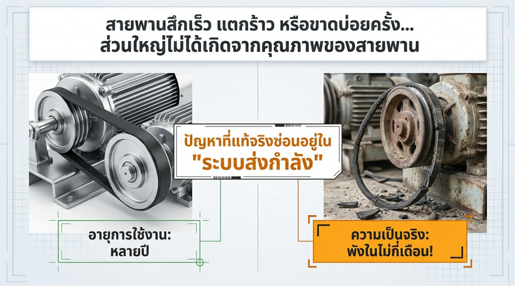 สายพานสึกเร็วไม่ได้เกิดจากคุณภาพสายพานเพียงอย่างเดียว